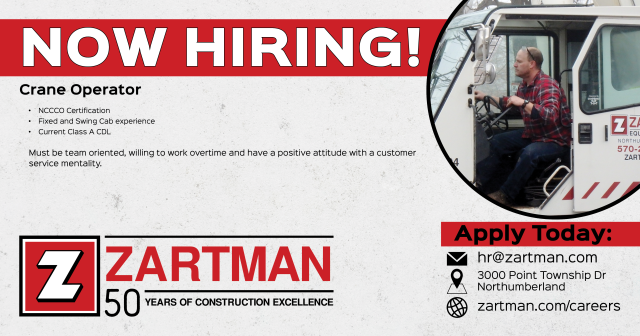 Now Hiring Crane Operator