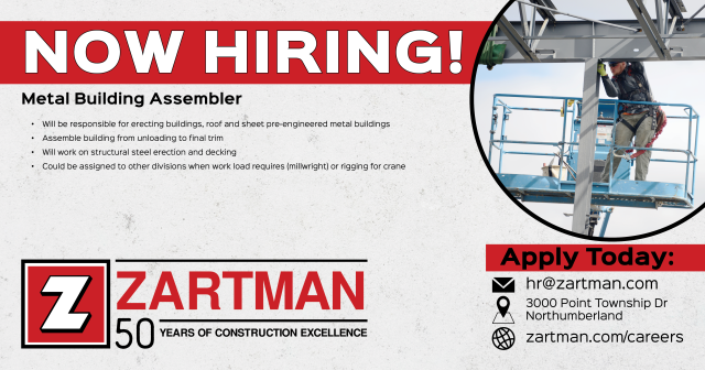 Now Hiring Metal Building Assembler
